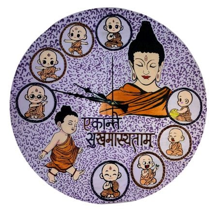 Handcrafted Lippan Art Buddha Wall Clock